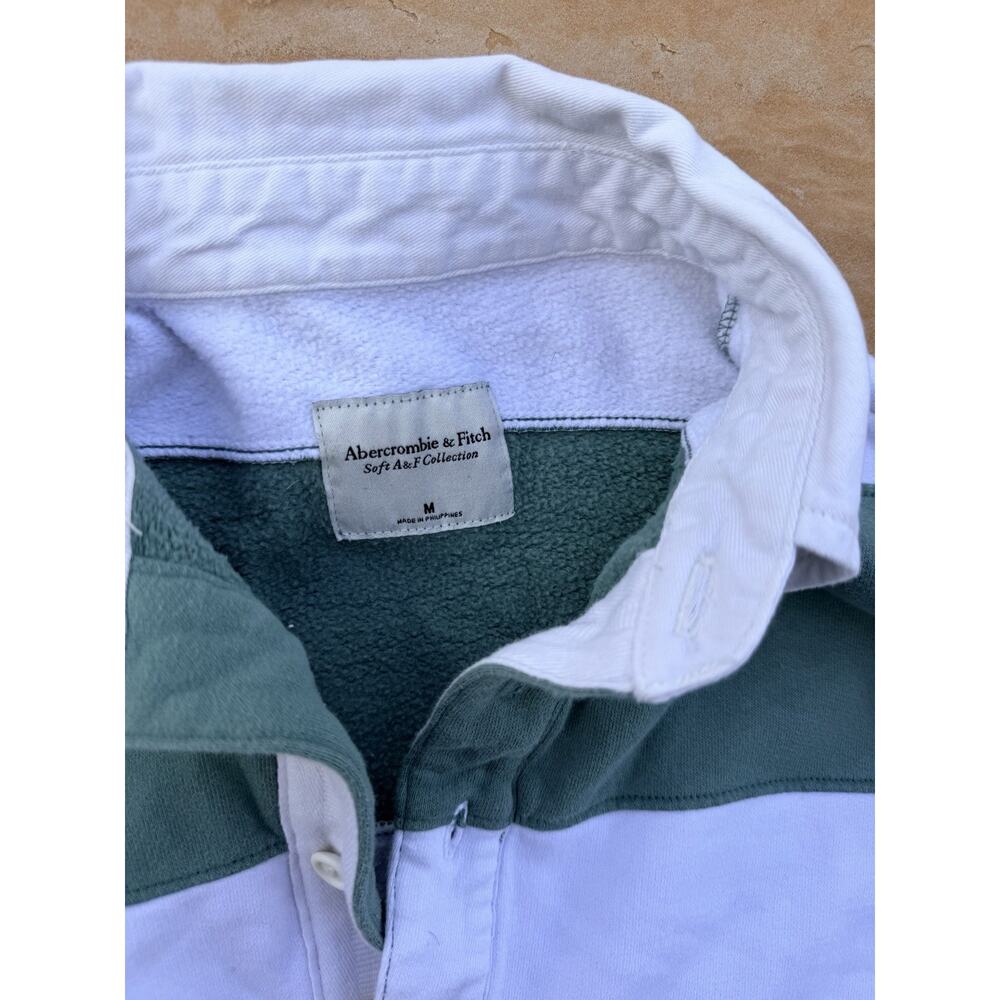 Abercrombie & Fitch Rugby Polo Shirt Womens Medium Boxy Striped Cropped Y2K - Picture 2 of 3